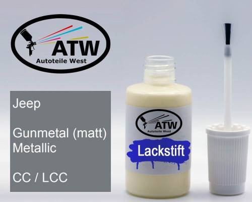 Jeep, Gunmetal (matt) Metallic, CC / LCC: 20ml Lackstift, von ATW Autoteile West.